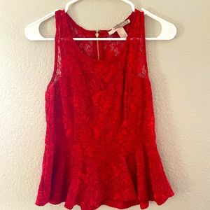 Red peplum lace top
